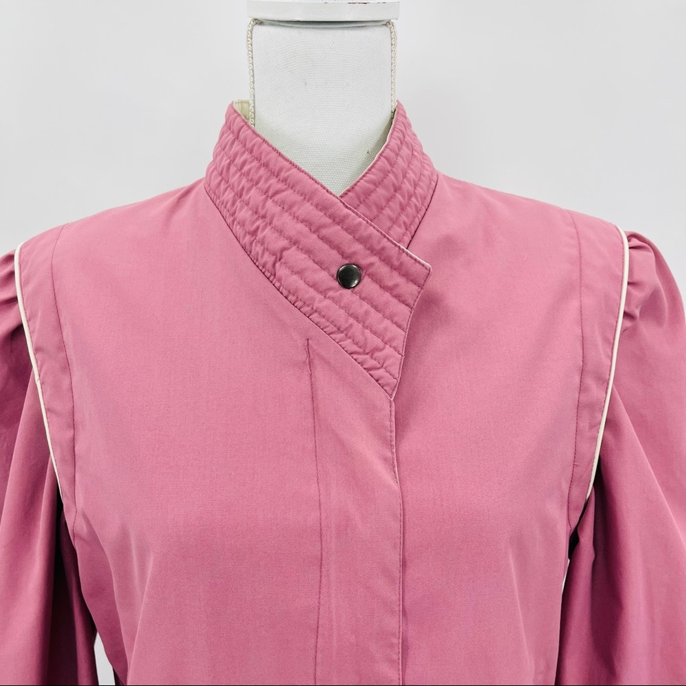 Vintage 80s Womens Bomber Jacket Coat Pink Windbreaker Size L - Picture 8 of 10